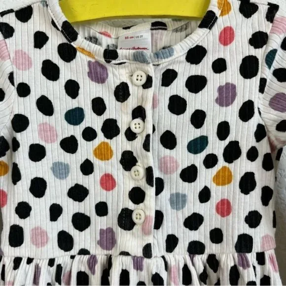 Hanna Andersson Rainbow Ribbed Dotted Abstract Painters Long Sleeve Dress - Picture 2 of 6